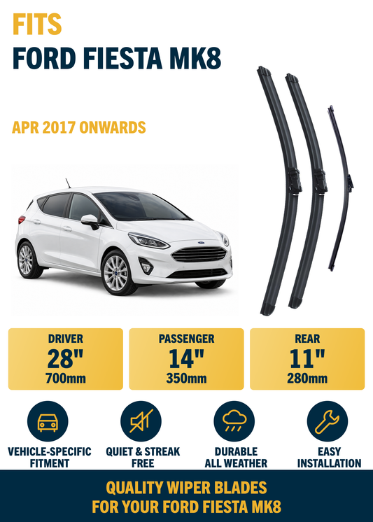 Ford Fiesta MK8 Hatchback wiper blade overview