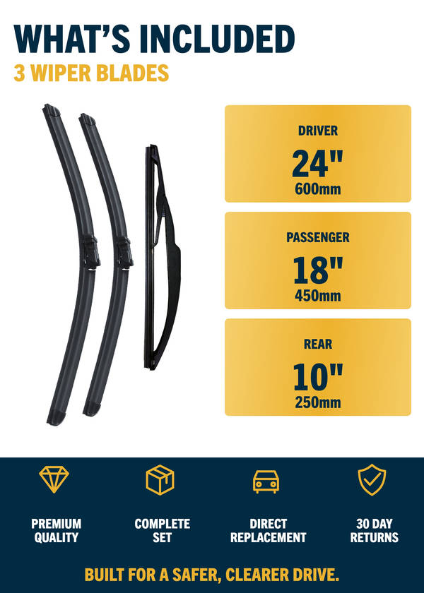 Peugeot 308 MK2 Hatchback - Included wiper blades and sizes