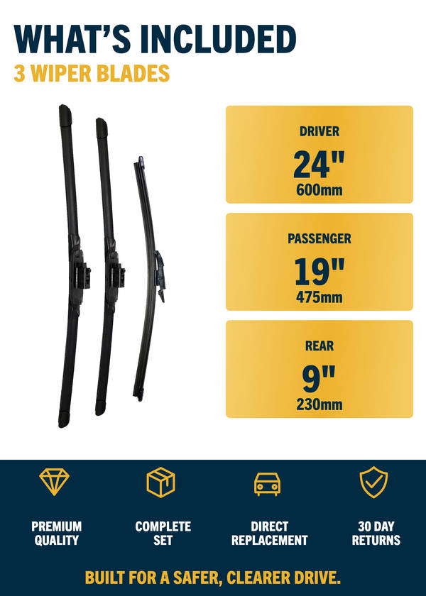 Mercedes-Benz A-Class W176 Hatchback - Included wiper blades and sizes