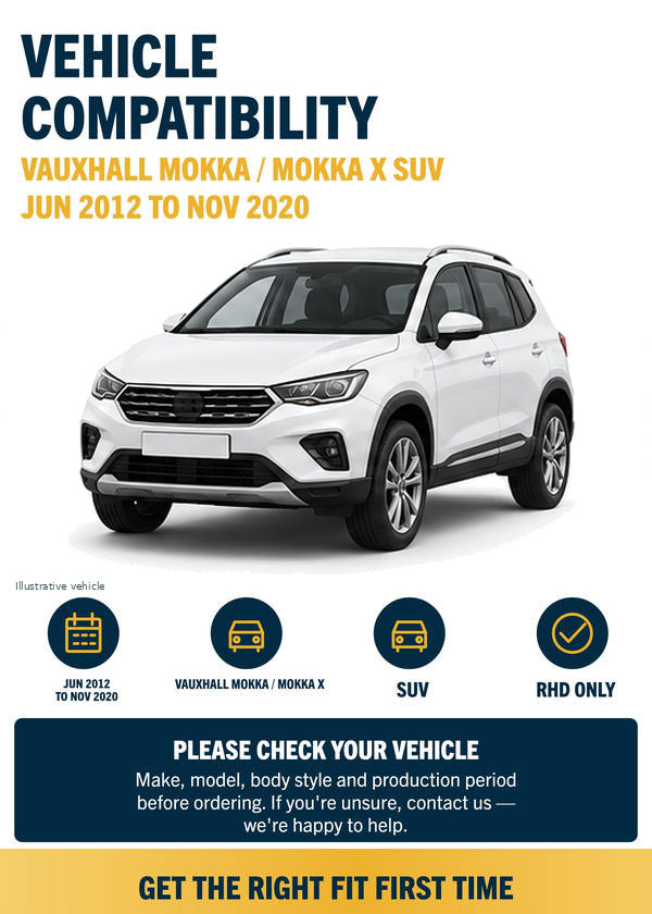 Vauxhall Mokka / Mokka X SUV - Vehicle compatibility with generic white vehicle illustration