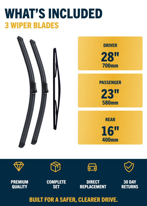 Vauxhall Meriva MPV - Included wiper blades and sizes