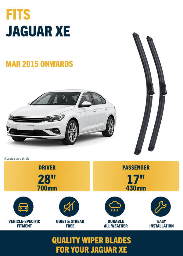 Jaguar XE Saloon - Wiper blade overview with generic white vehicle illustration