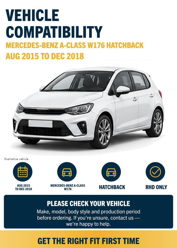 Mercedes-Benz A-Class W176 Hatchback - Vehicle compatibility with generic white vehicle illustration