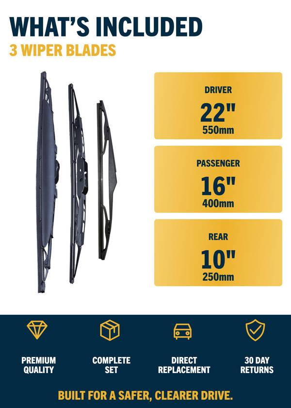 Hyundai i10 Hatchback - Included wiper blades and sizes