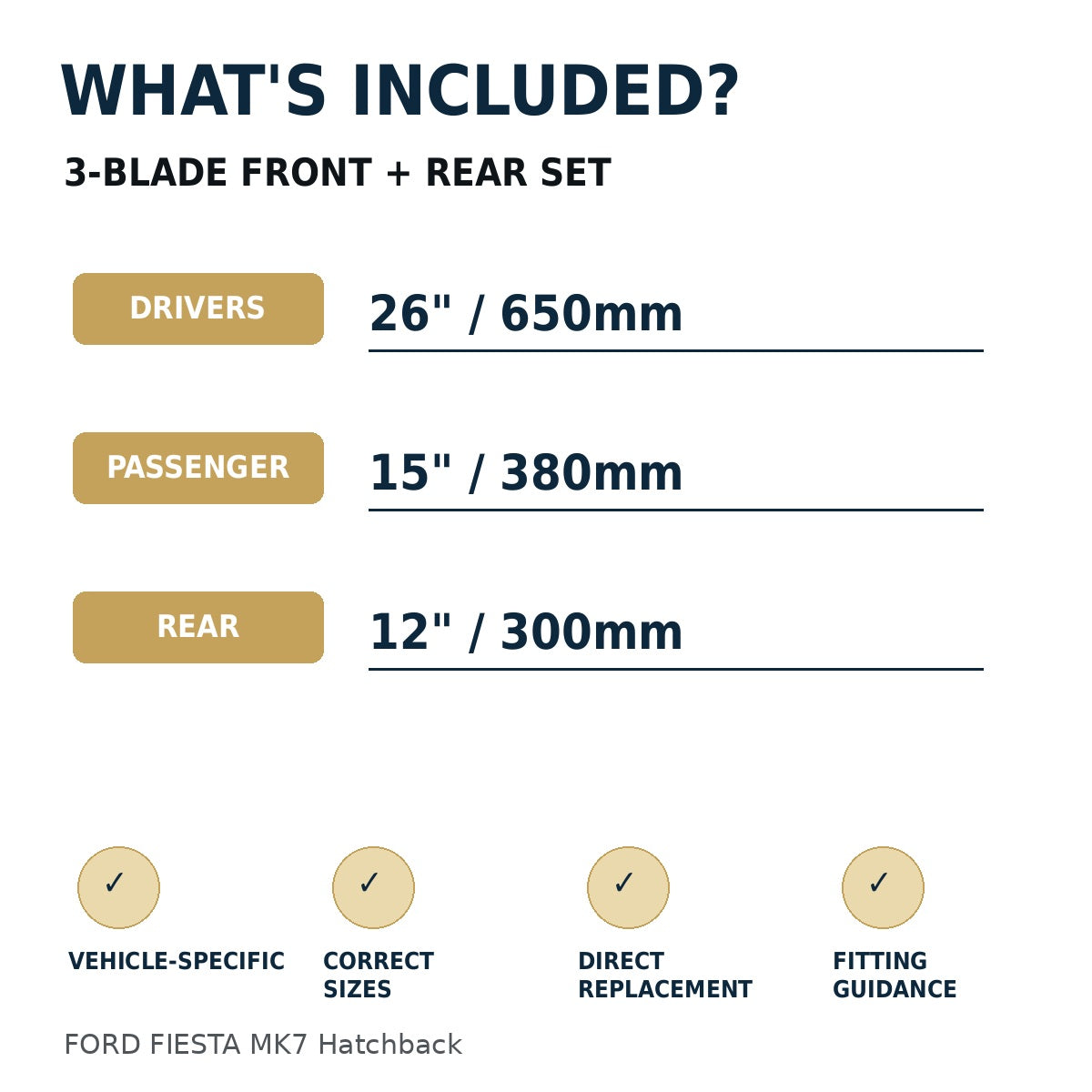FORD FIESTA MK7 Hatchback wiper blade sizes