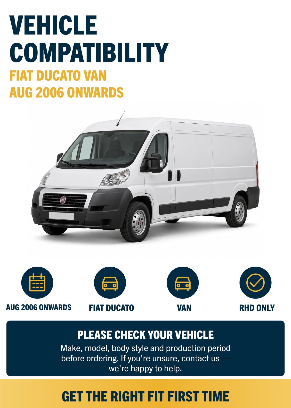Fiat Ducato Van Aug 2006 onwards compatibility