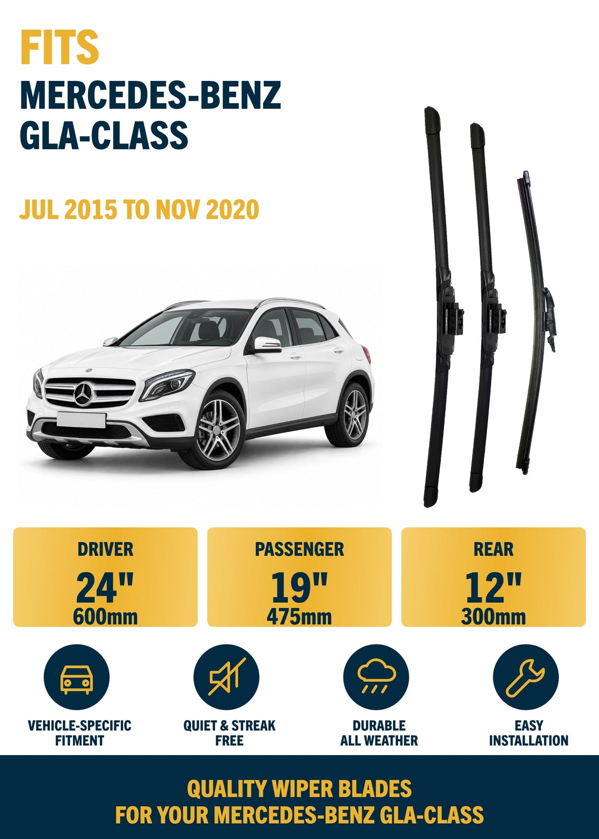 Mercedes-Benz GLA-Class SUV wiper blade overview