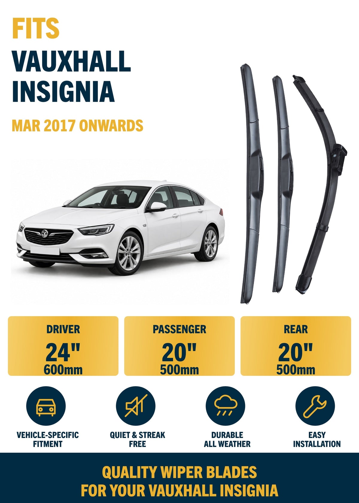 Vauxhall Insignia Hatchback wiper blade overview