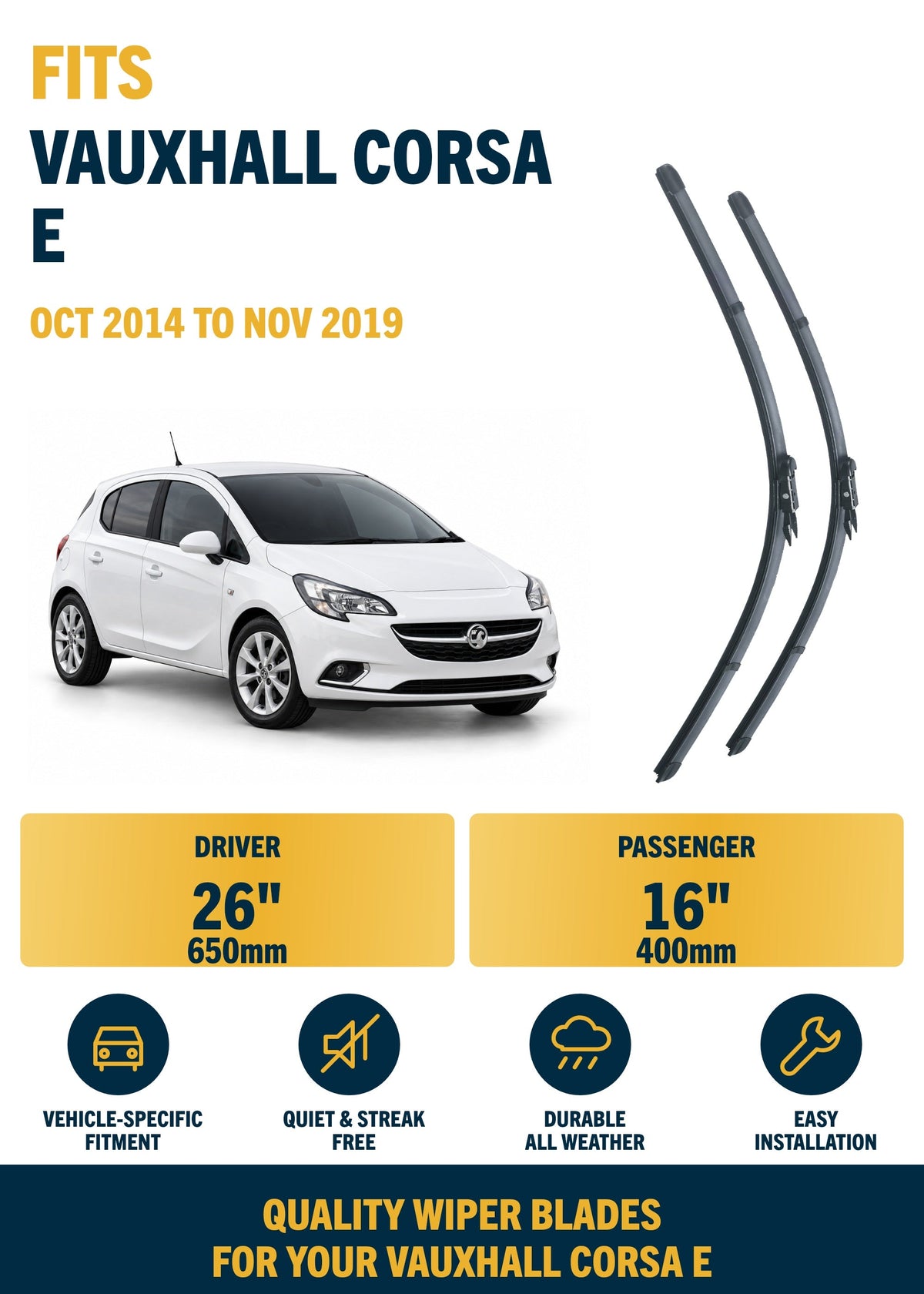 Vauxhall Corsa E Hatchback wiper blade overview