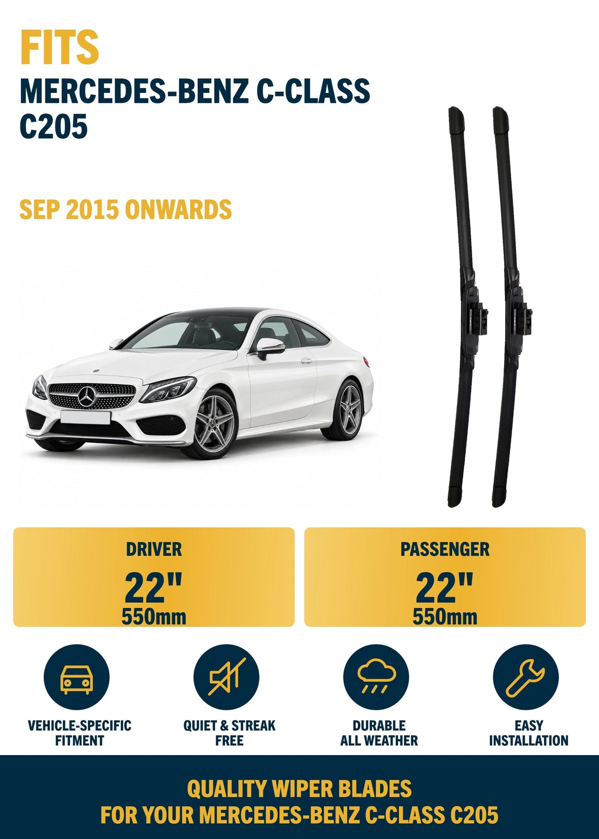 Mercedes-Benz C-Class C205 Coupe wiper blade overview