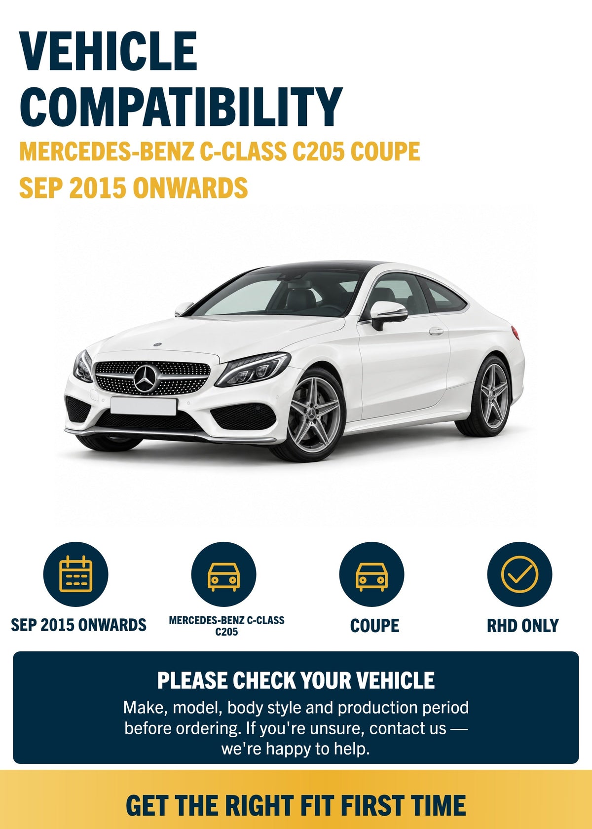 Mercedes-Benz C-Class C205 Coupe Sep 2015 onwards compatibility