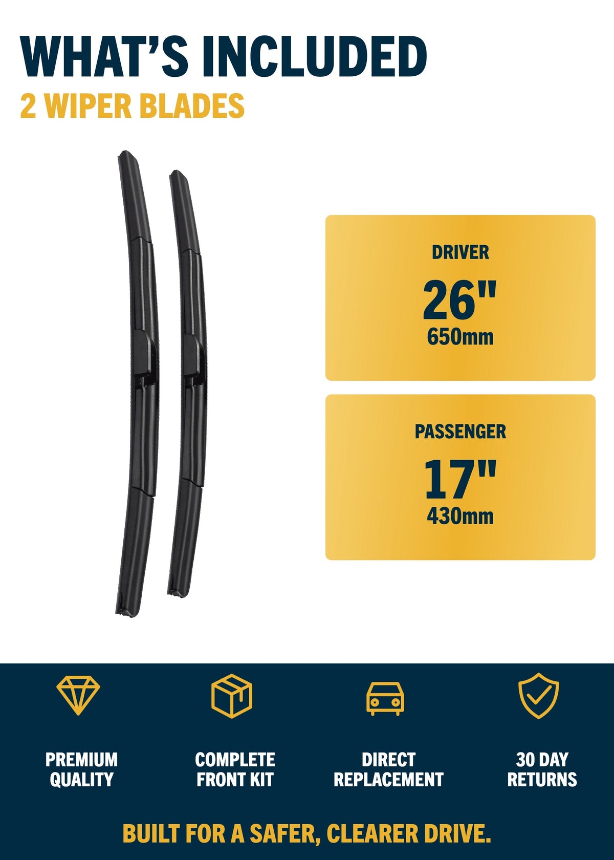 Nissan Qashqai SUV wiper blades included and sizes