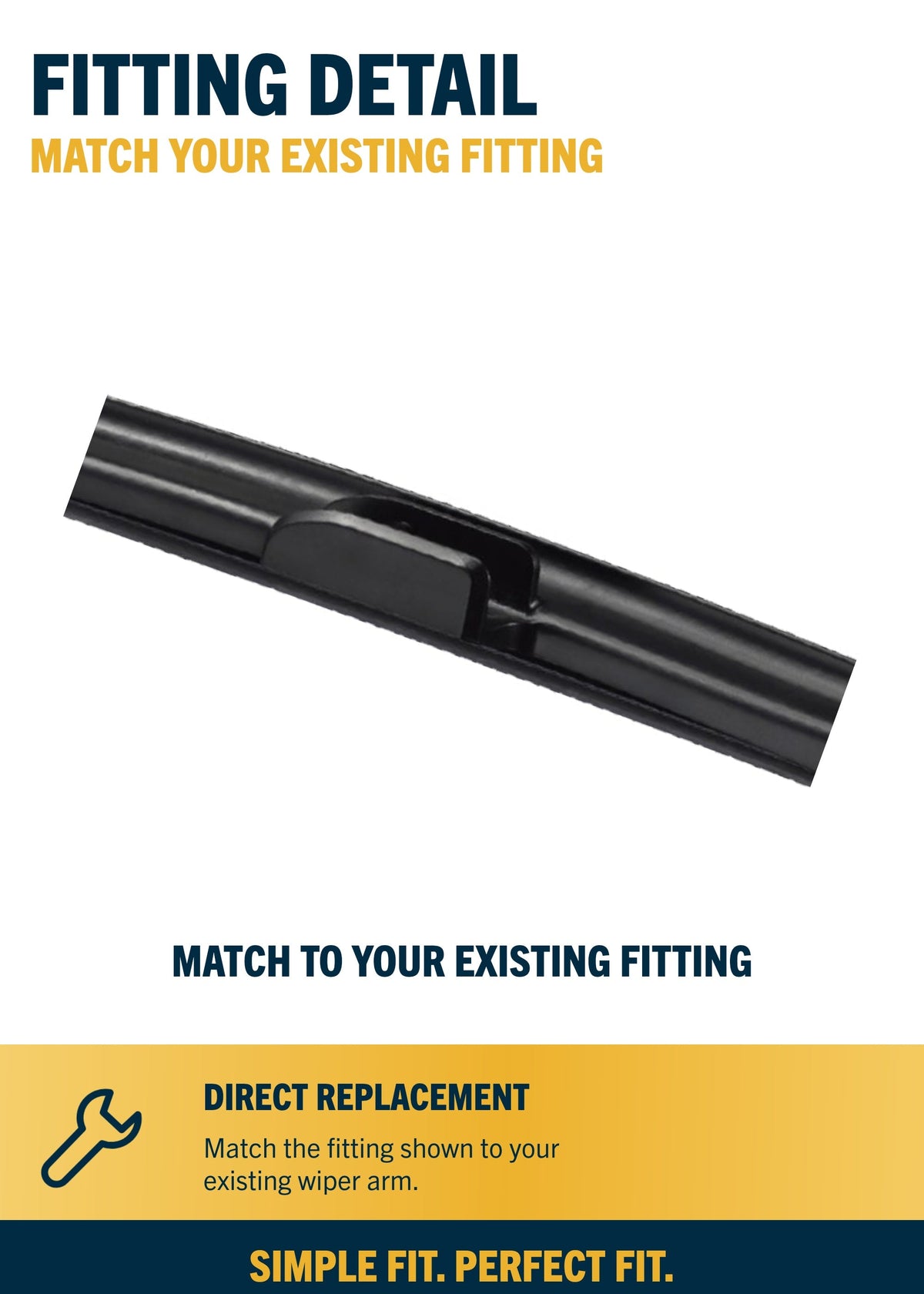 MATCH YOUR EXISTING FITTING front wiper fitting close-up