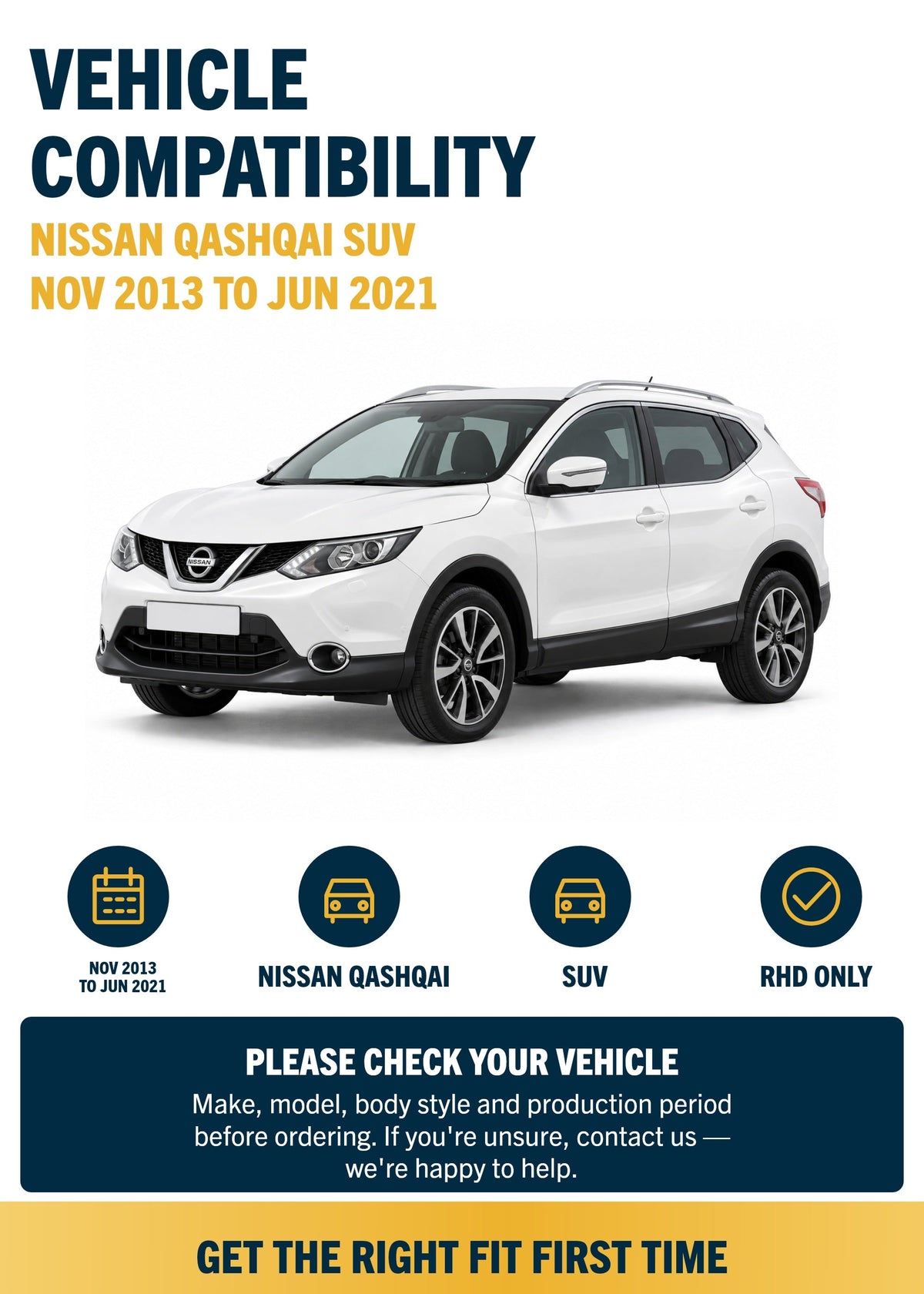 Nissan Qashqai SUV Nov 2013 to Jun 2021 compatibility