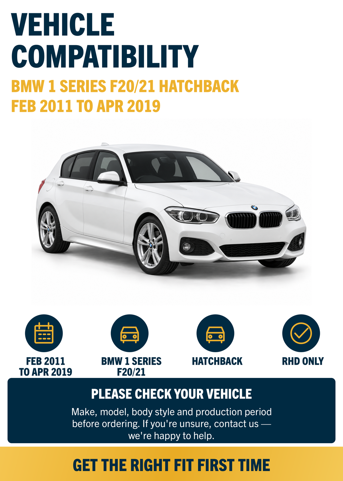 BMW 1 Series F20/21 Hatchback Feb 2011 to Apr 2019 compatibility
