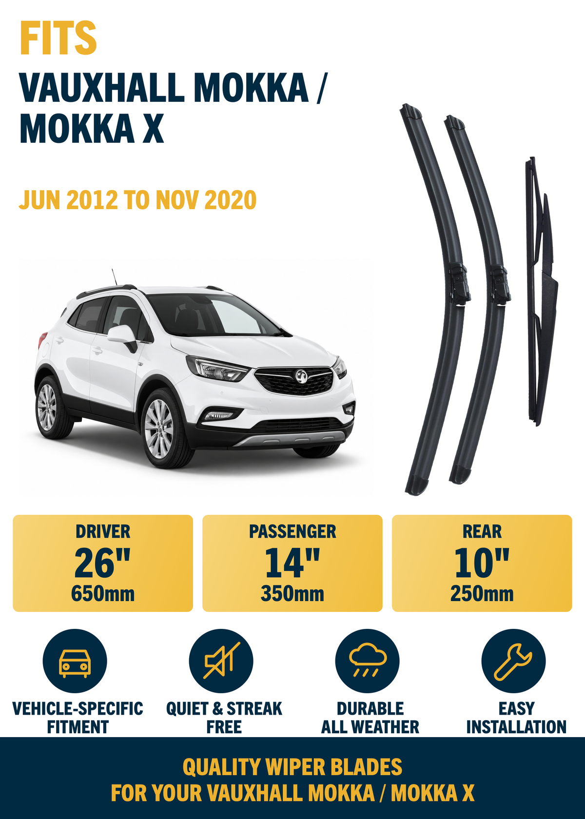 Vauxhall Mokka / Mokka X SUV wiper blade overview