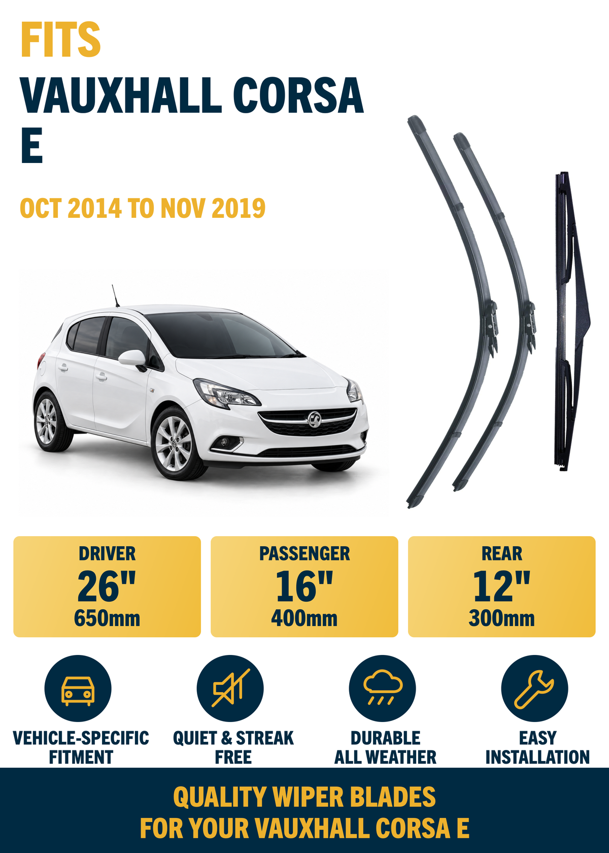 Vauxhall Corsa E Hatchback wiper blade overview