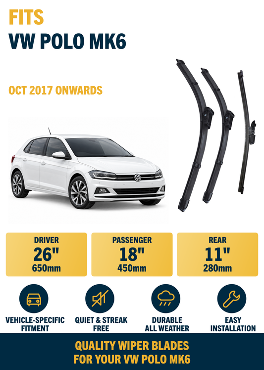 VW Polo MK6 Hatchback wiper blade overview