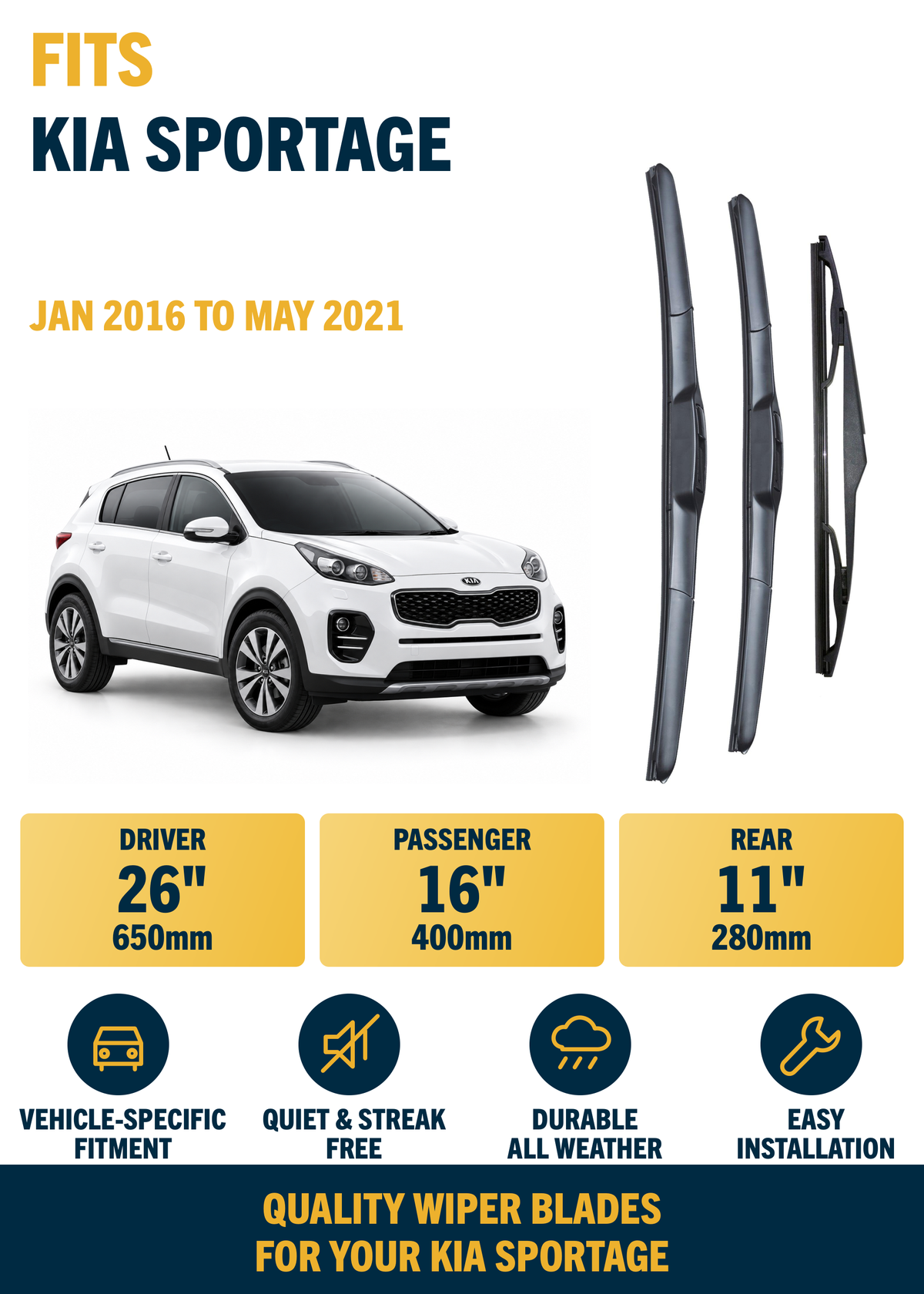 Kia Sportage SUV wiper blade overview