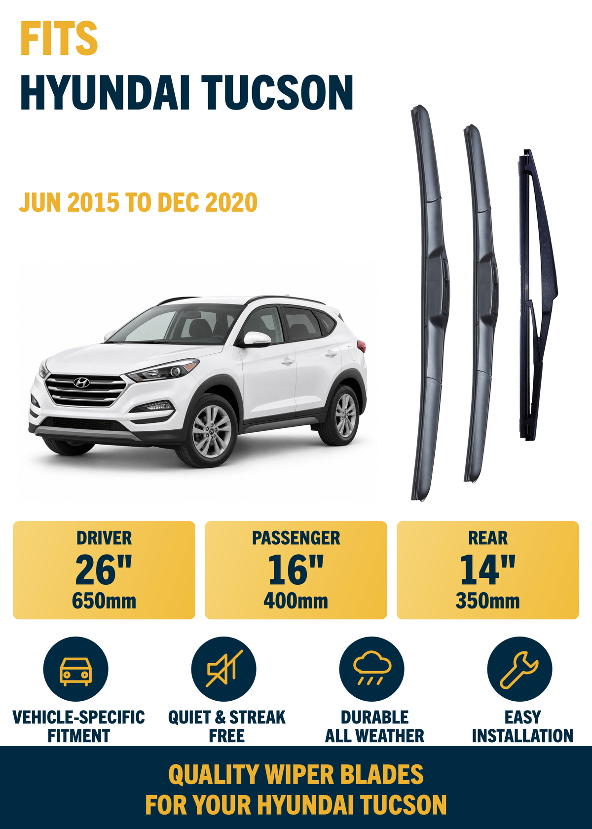 Hyundai Tucson SUV wiper blade overview