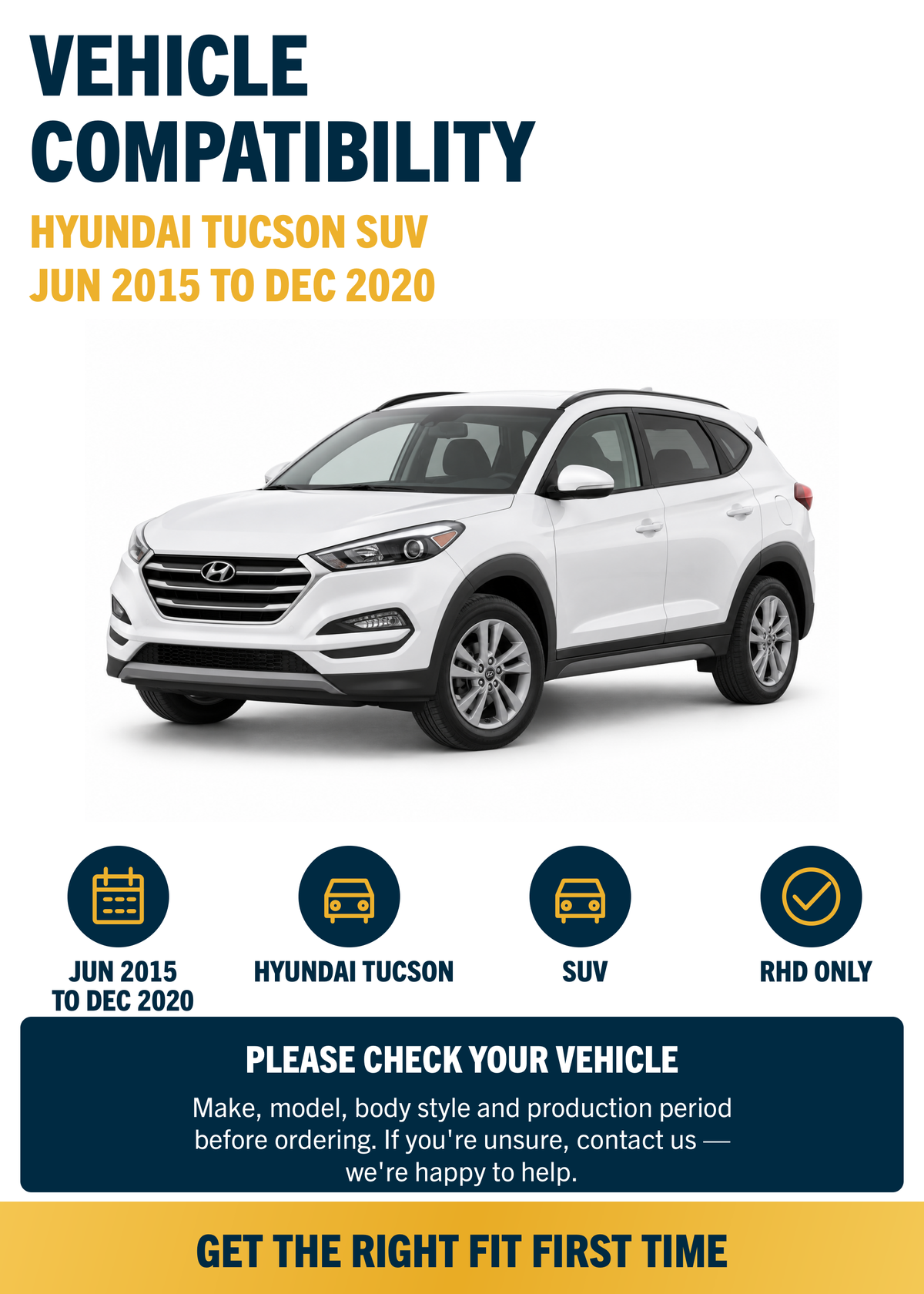 Hyundai Tucson SUV Jun 2015 to Dec 2020 compatibility