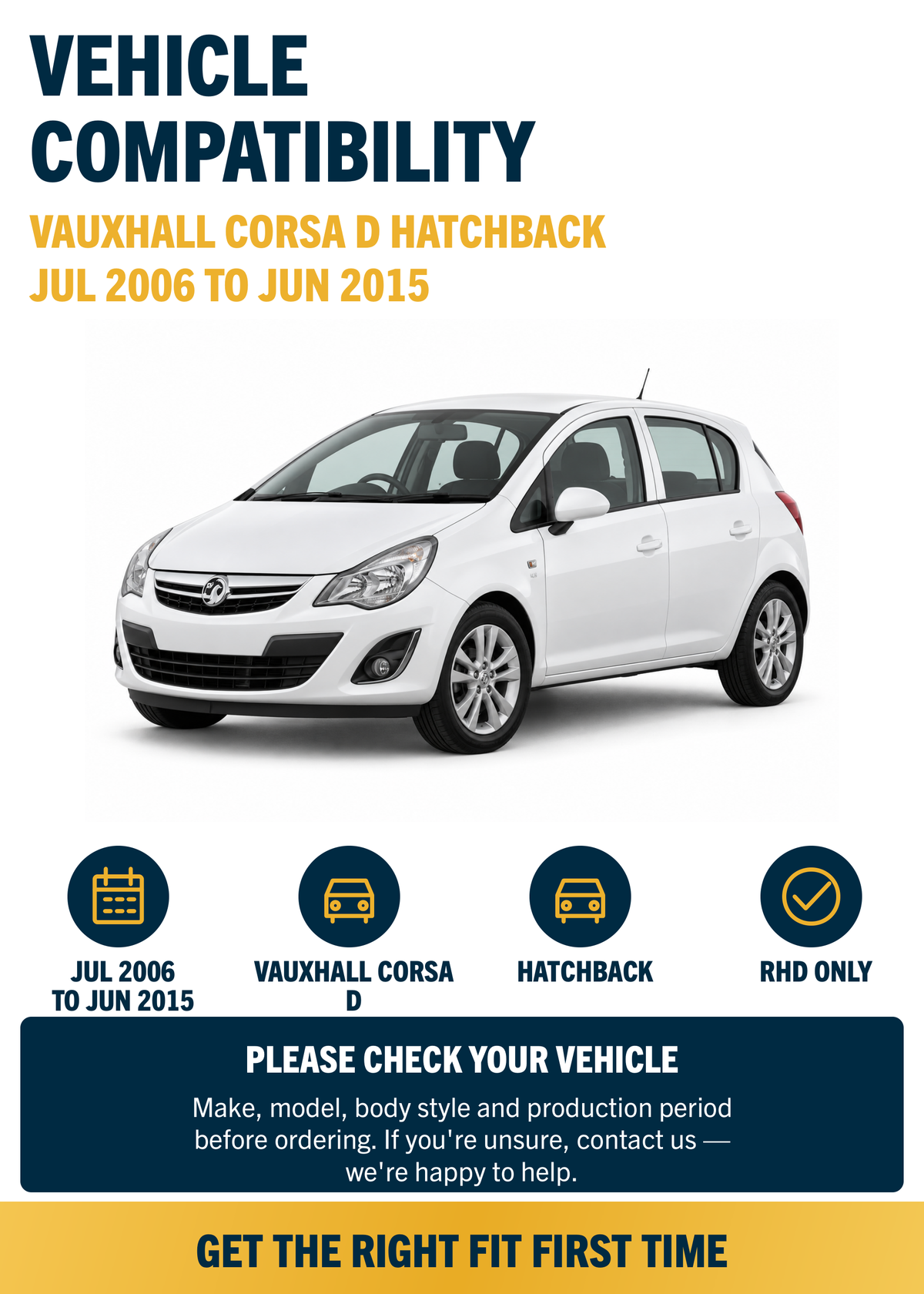 Vauxhall Corsa D Hatchback Jul 2006 to Jun 2015 compatibility