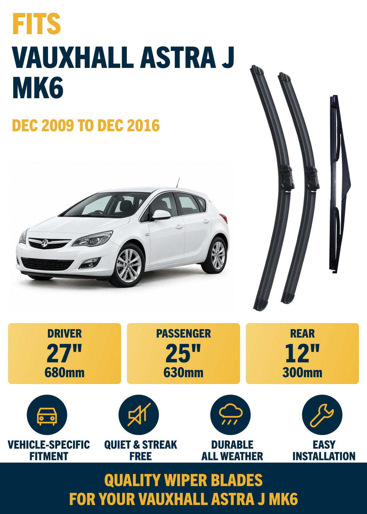 Vauxhall Astra J MK6 Hatchback wiper blade overview