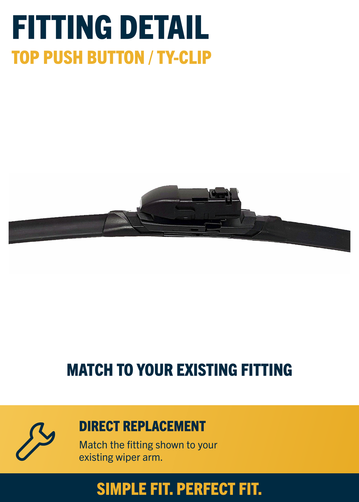 top push button / TY-clip front wiper fitting close-up