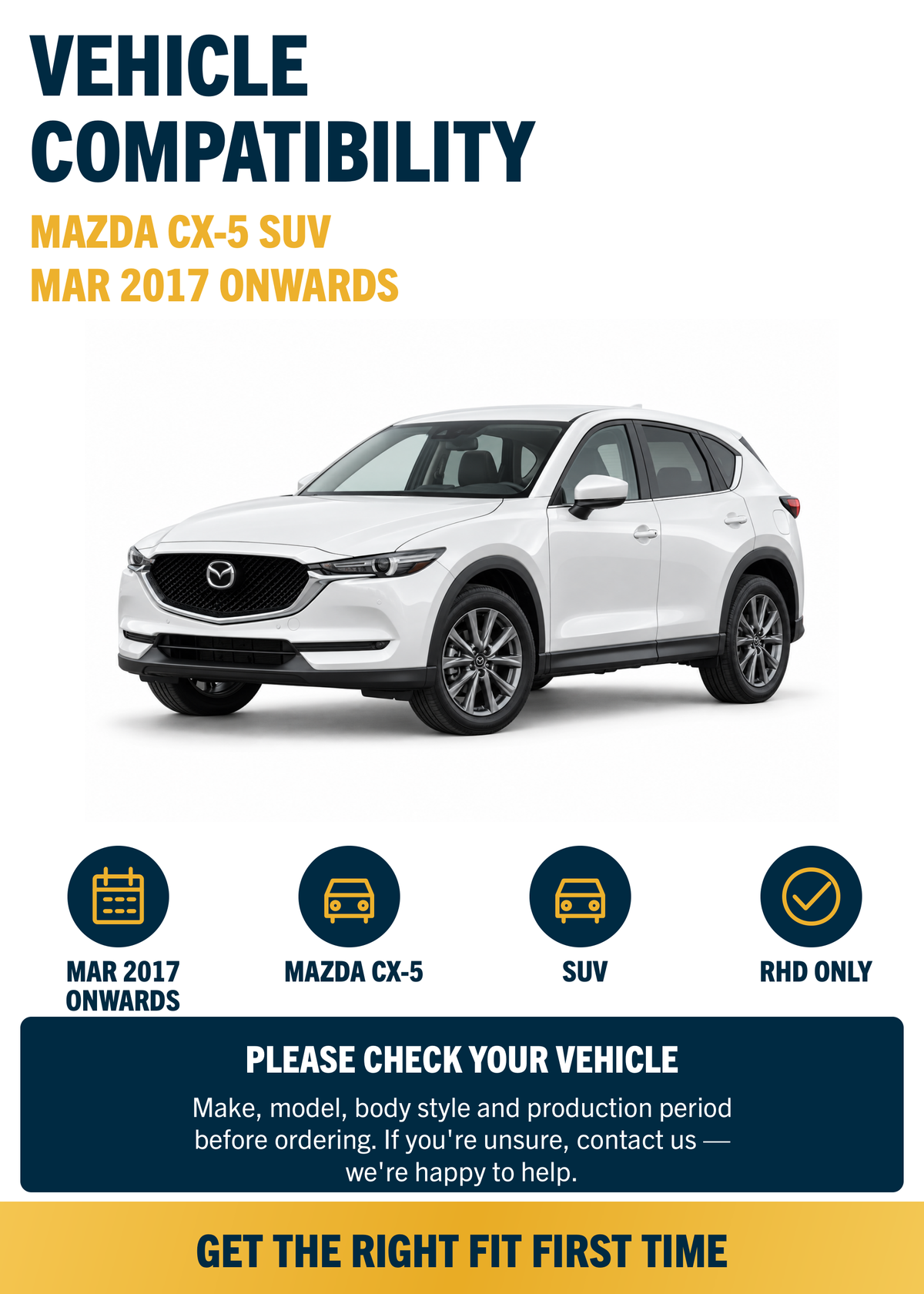 Mazda CX-5 SUV Mar 2017 onwards compatibility