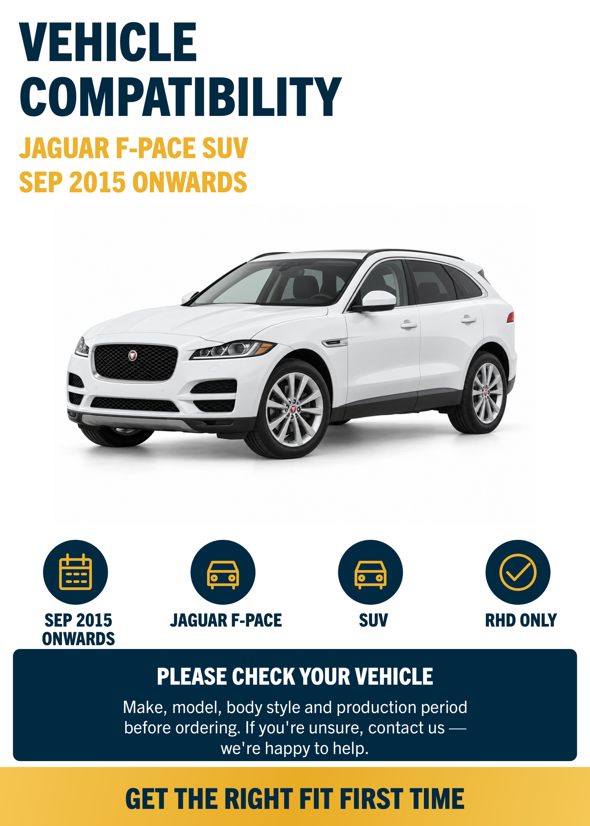 Jaguar F-Pace SUV Sep 2015 onwards compatibility