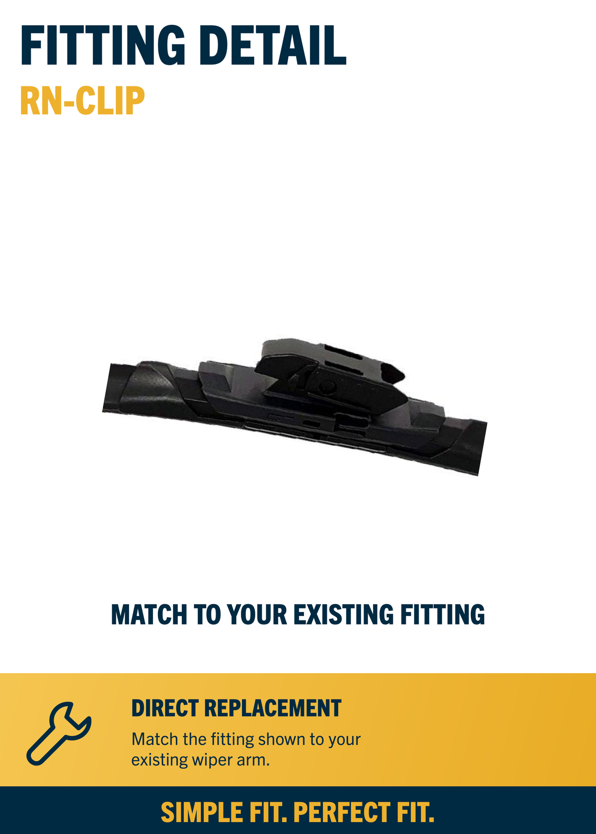 RN-clip front wiper fitting close-up