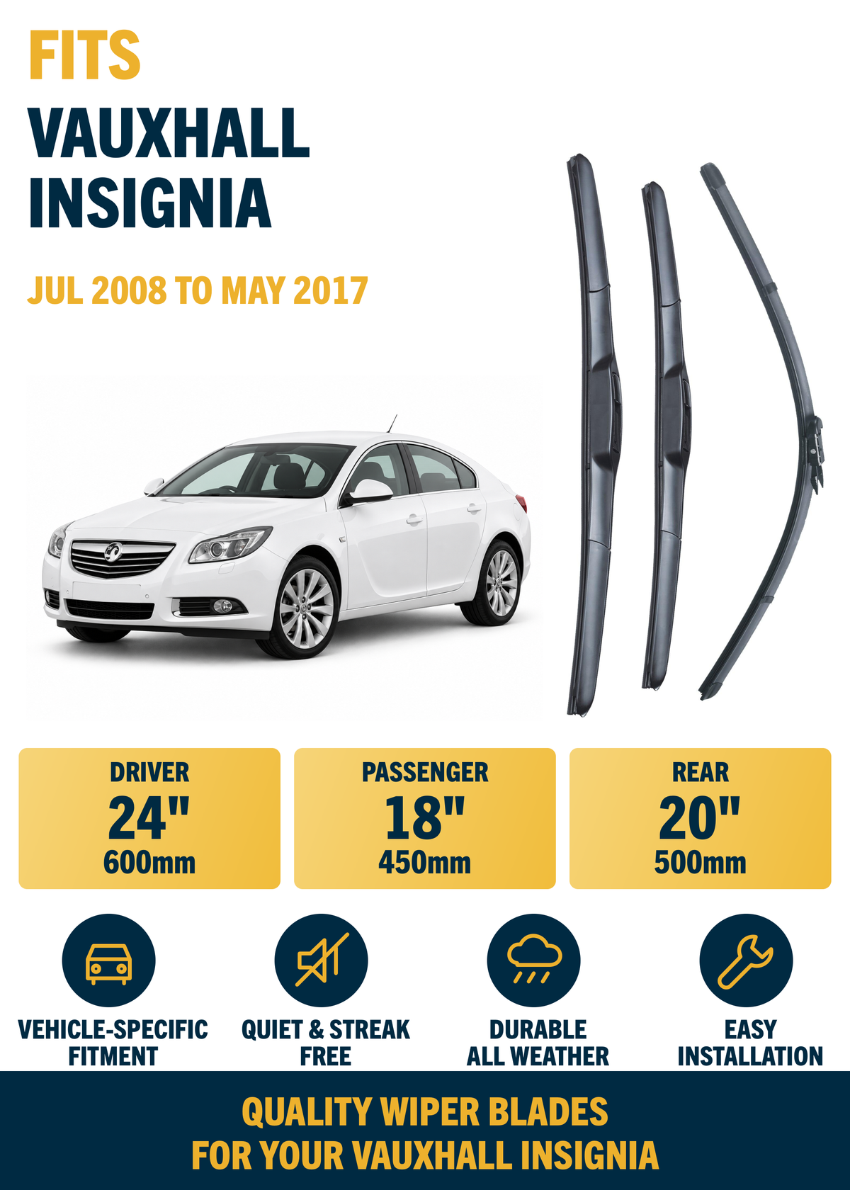 Vauxhall Insignia Hatchback wiper blade overview