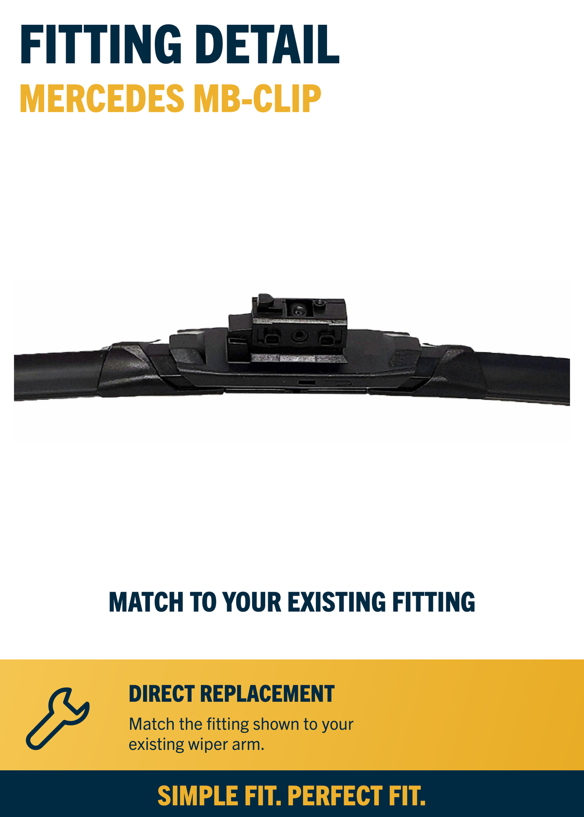 MERCEDES MB-CLIP front wiper fitting close-up