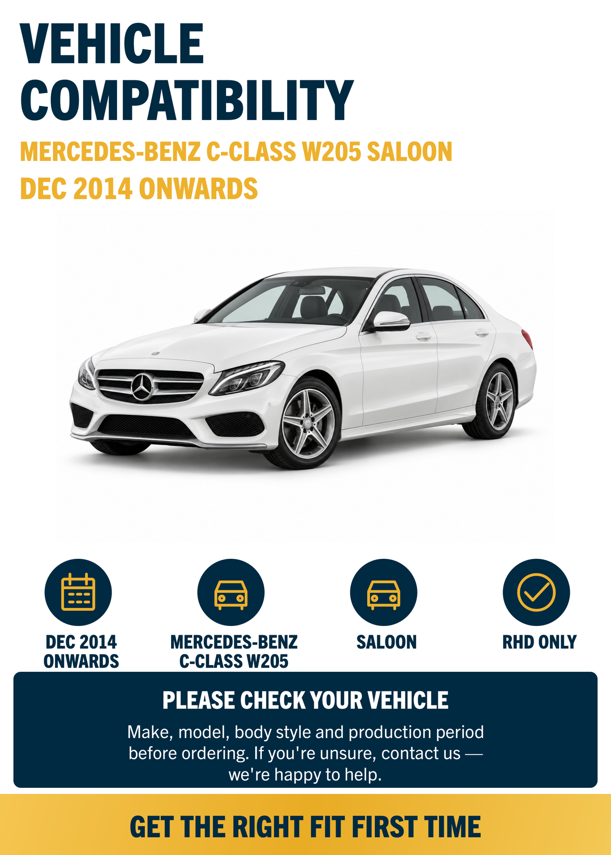 Mercedes-Benz C-Class W205 Saloon Dec 2014 onwards compatibility