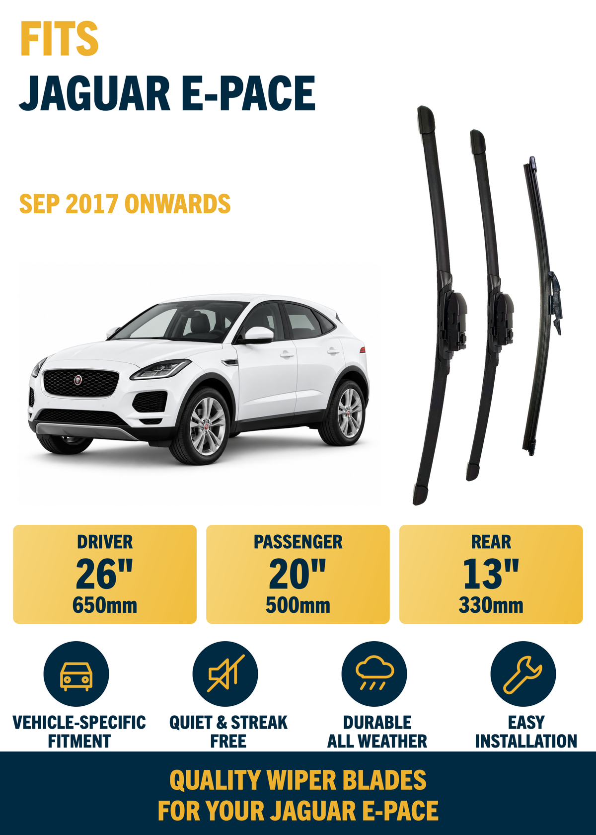 Jaguar E-Pace SUV wiper blade overview