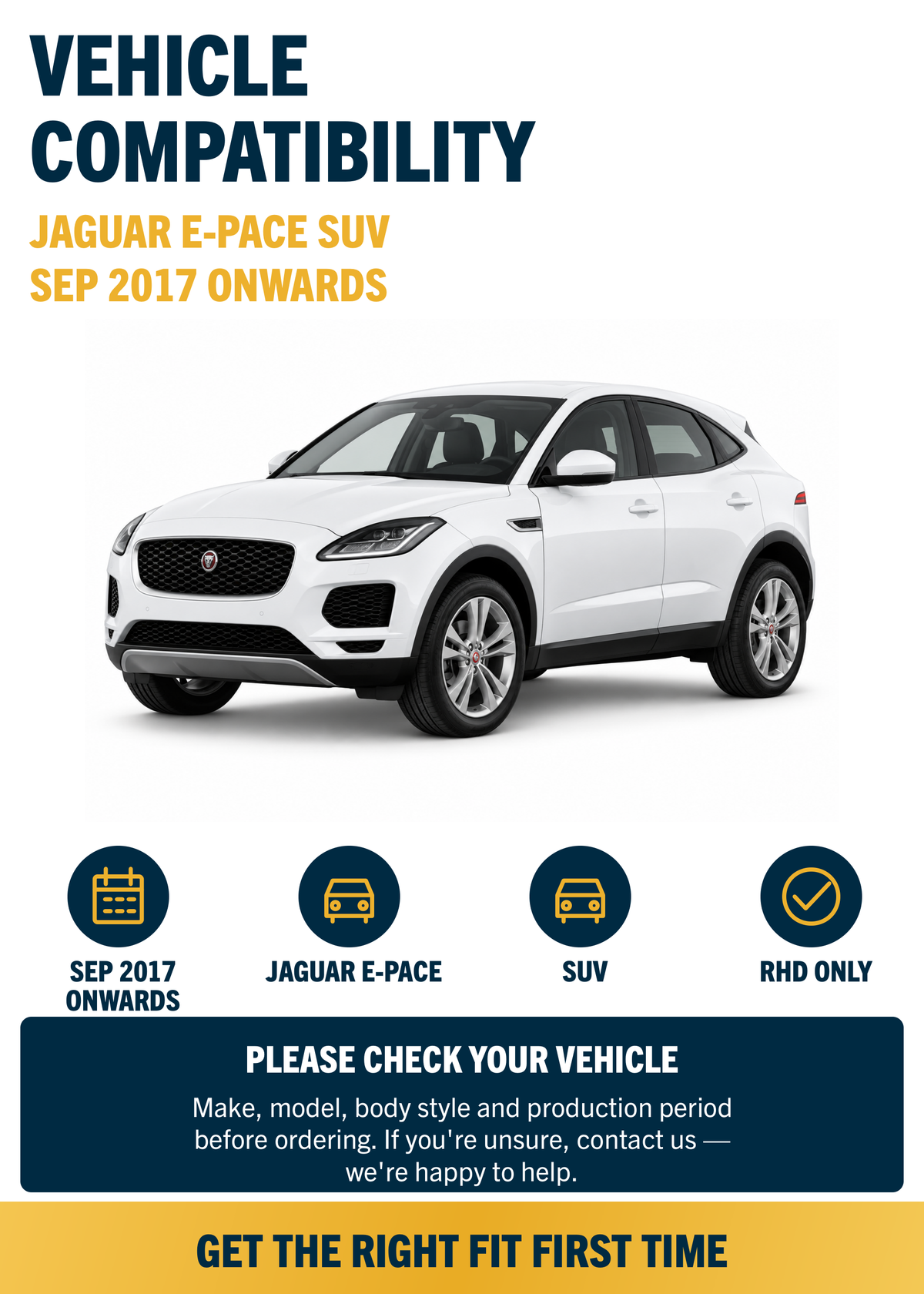 Jaguar E-Pace SUV Sep 2017 onwards compatibility