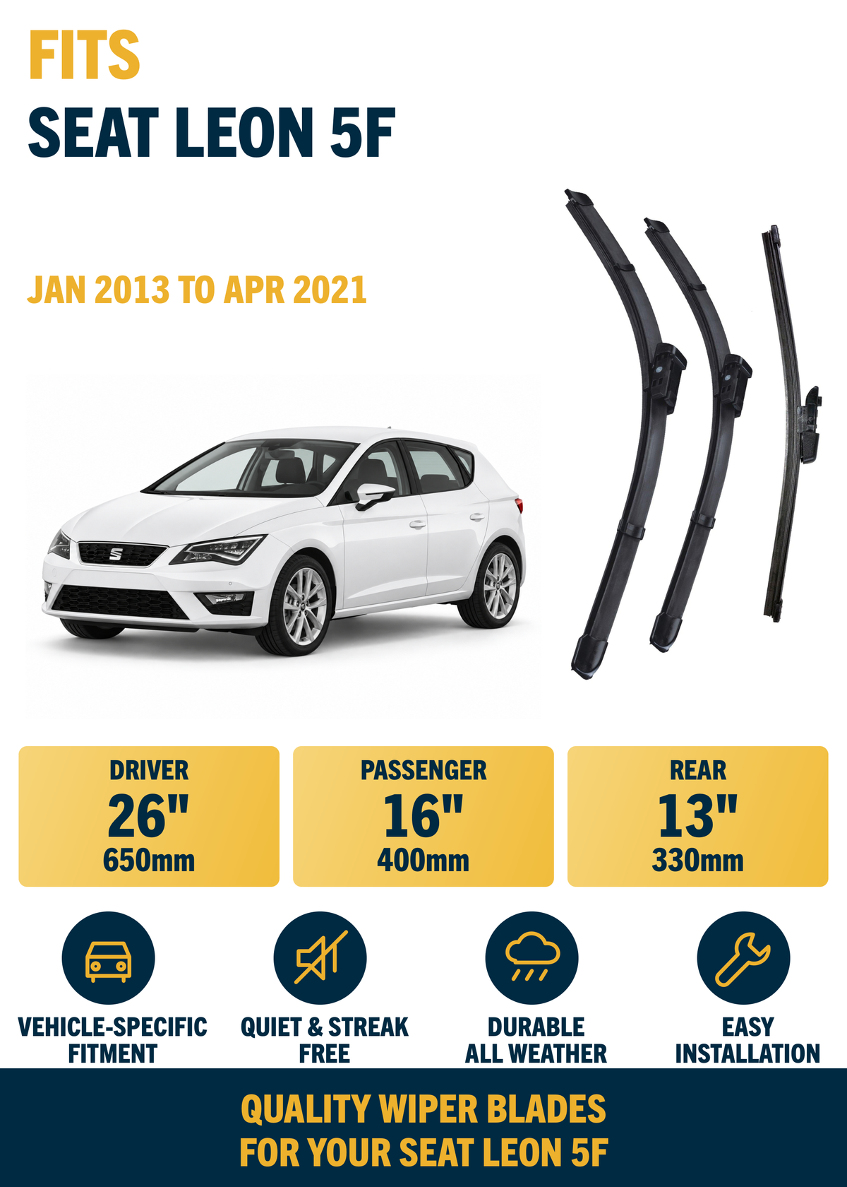 SEAT Leon 5F Hatchback wiper blade overview