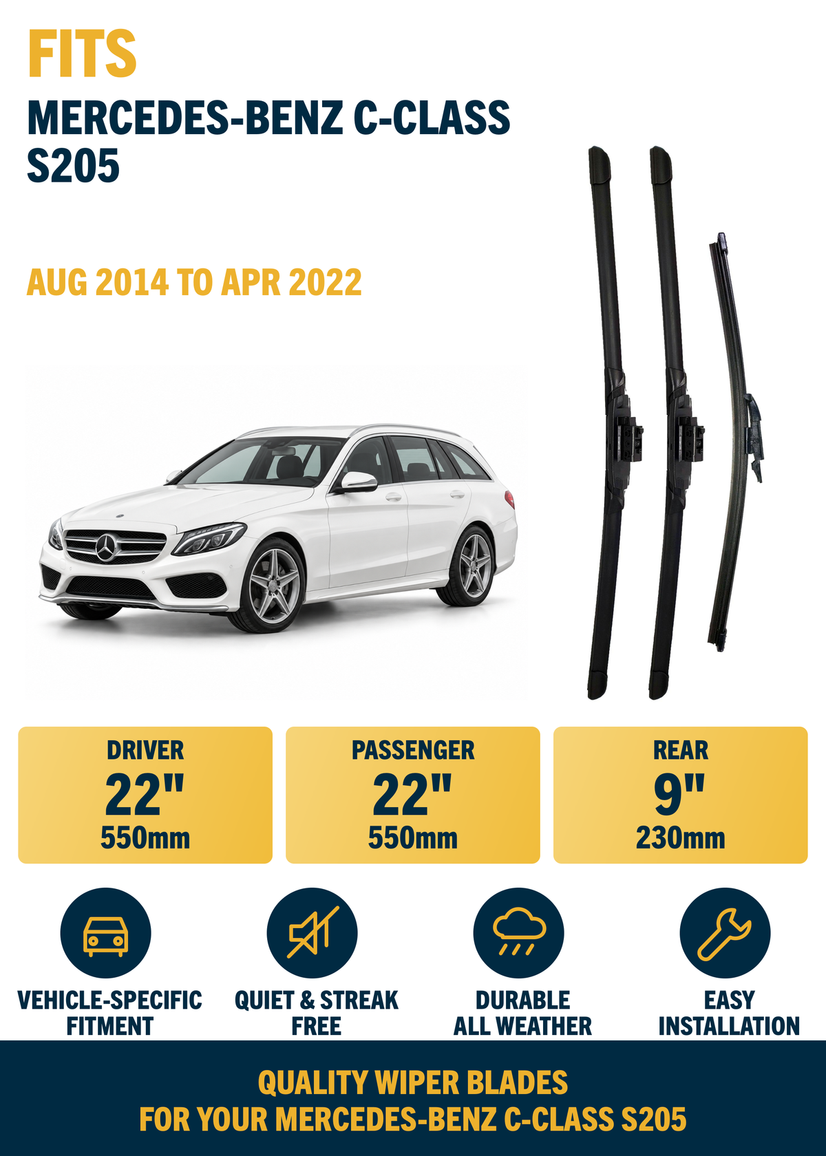 Mercedes-Benz C-Class S205 Estate wiper blade overview