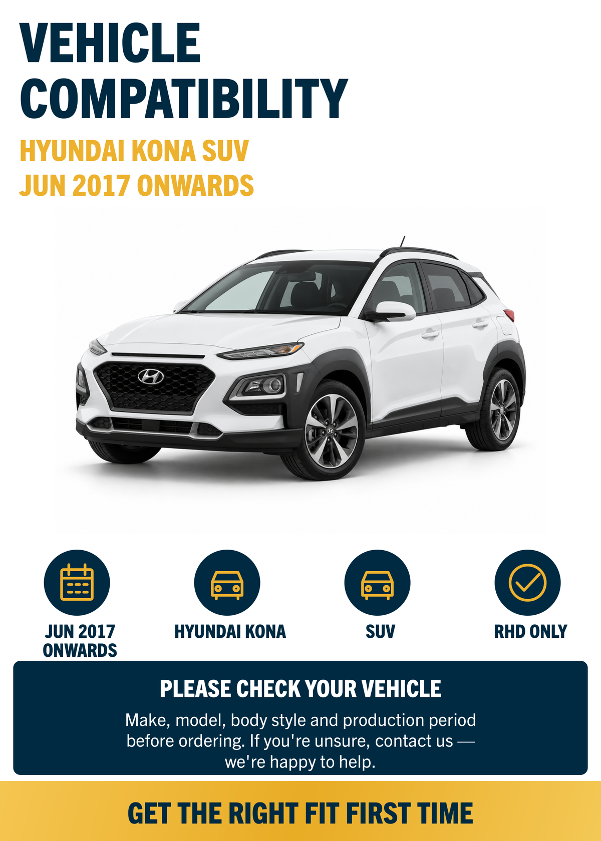 Hyundai Kona SUV Jun 2017 onwards compatibility