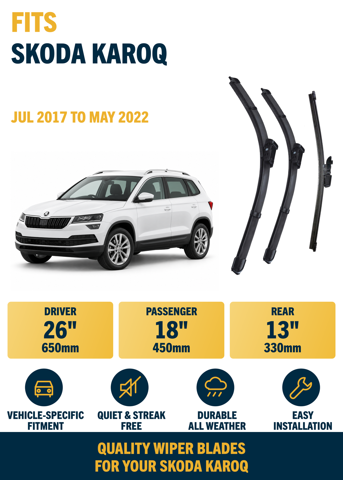 Skoda Karoq SUV wiper blade overview