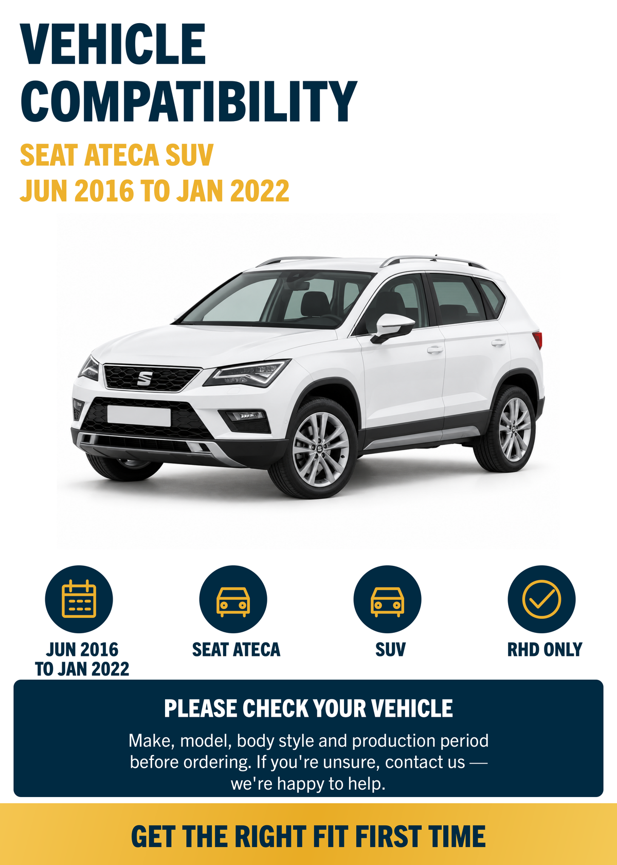 SEAT Ateca SUV Jun 2016 to Jan 2022 compatibility
