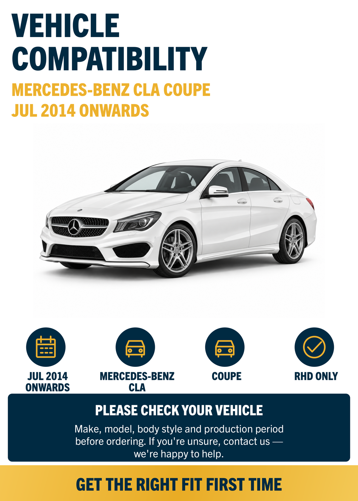 Mercedes-Benz CLA Coupe Jul 2014 onwards compatibility