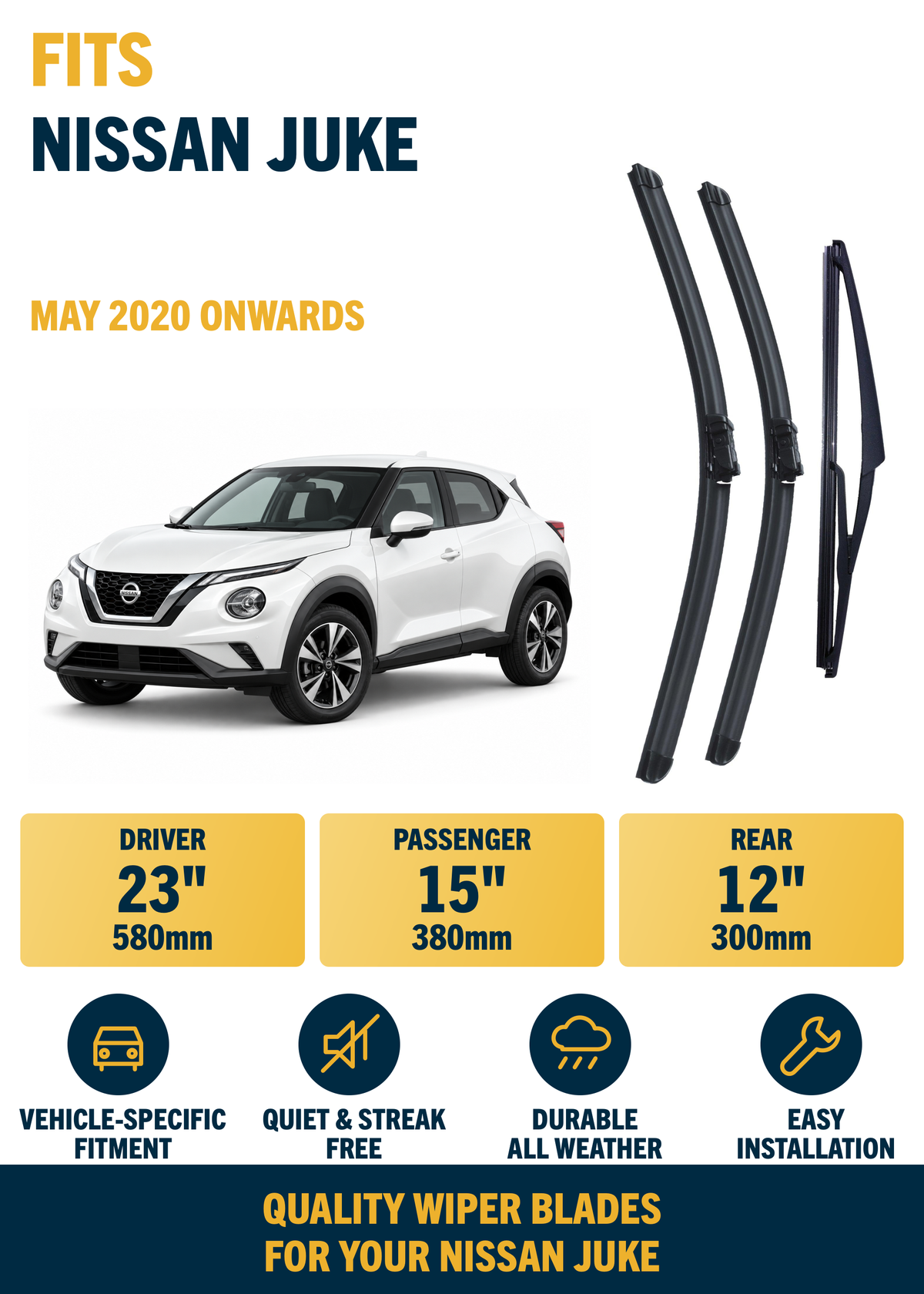 Nissan Juke Hatchback wiper blade overview