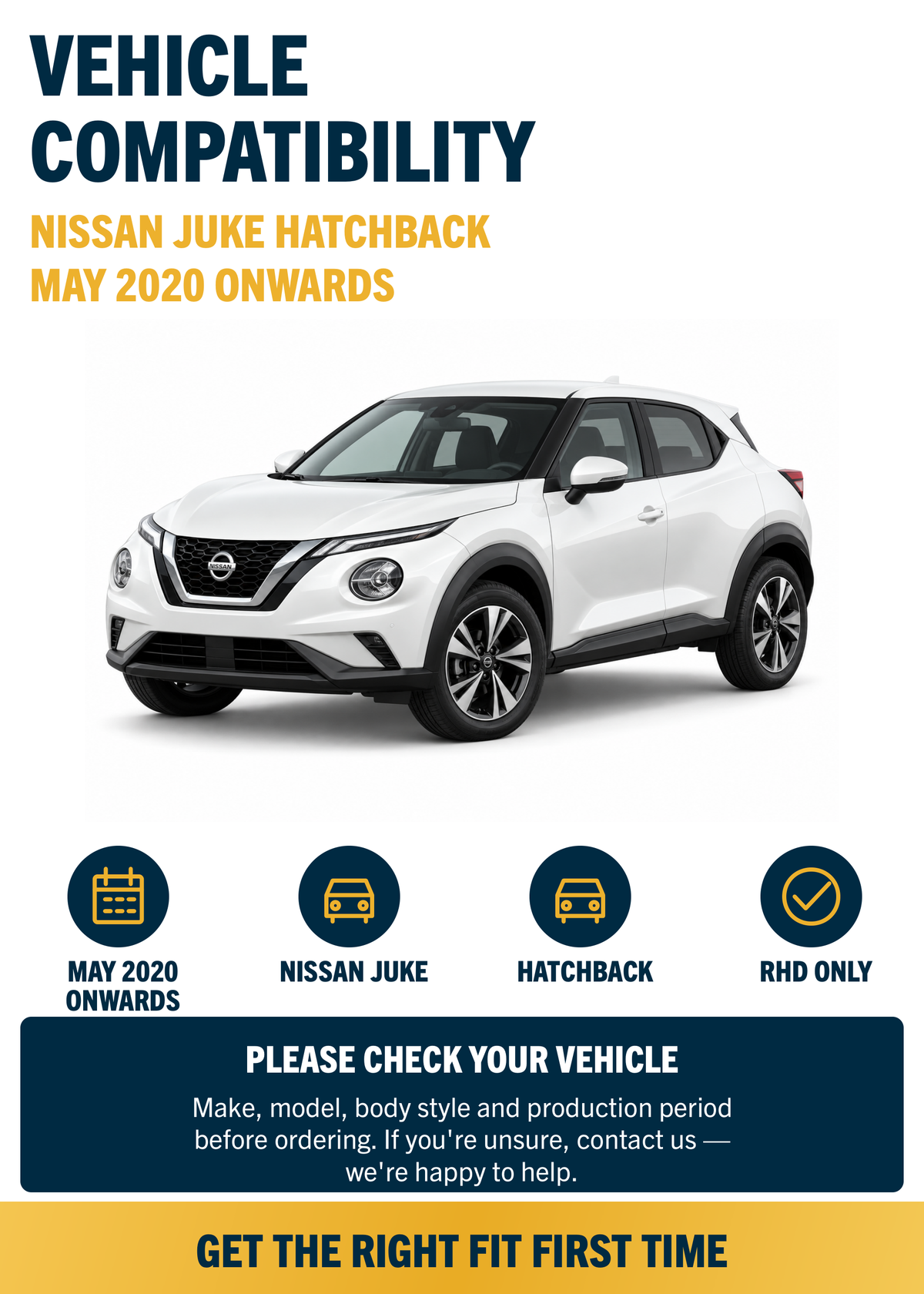 Nissan Juke Hatchback May 2020 onwards compatibility