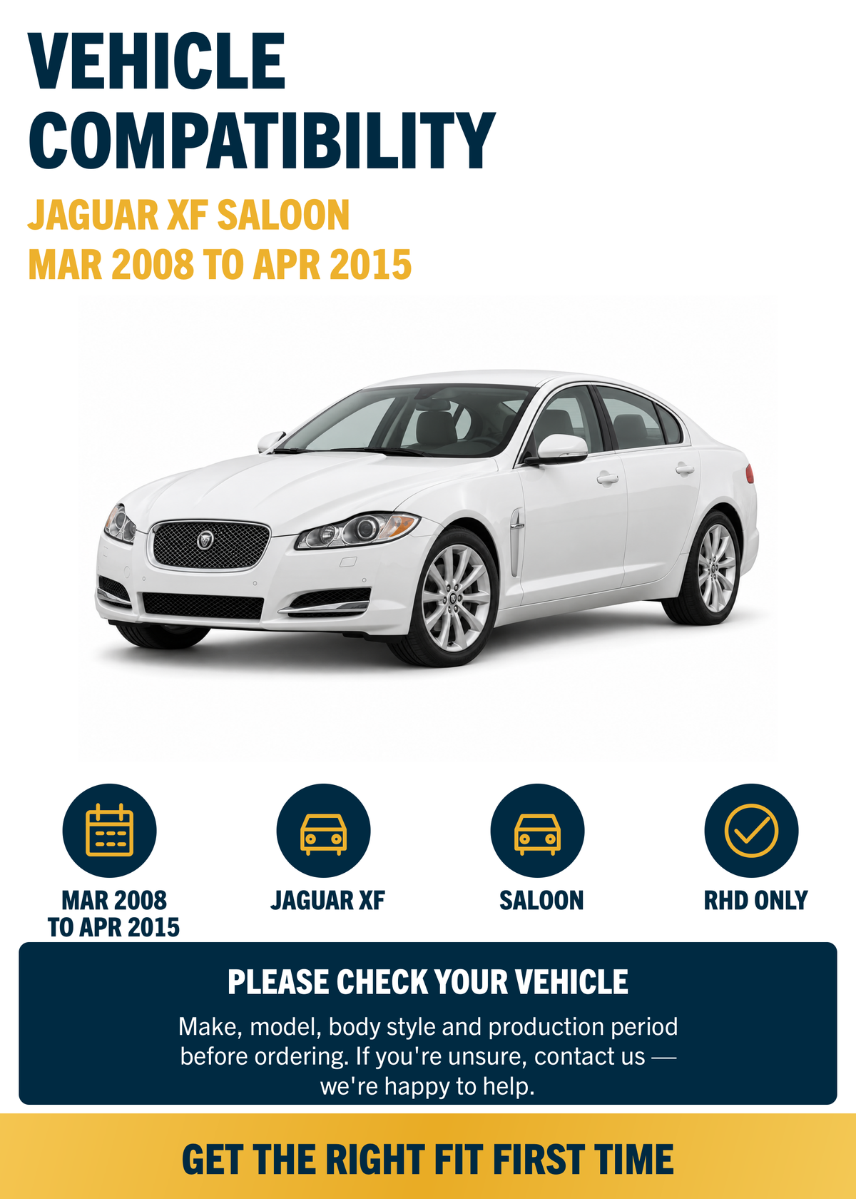 Jaguar XF Saloon Mar 2008 to Apr 2015 compatibility