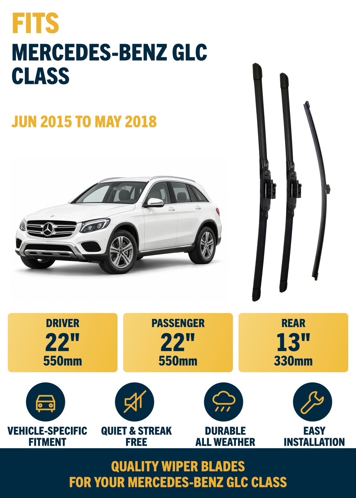 Mercedes-Benz GLC Class SUV wiper blade overview