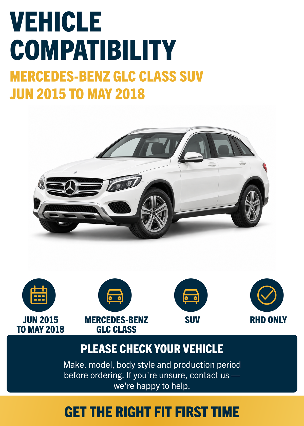 Mercedes-Benz GLC Class SUV Jun 2015 to May 2018 compatibility