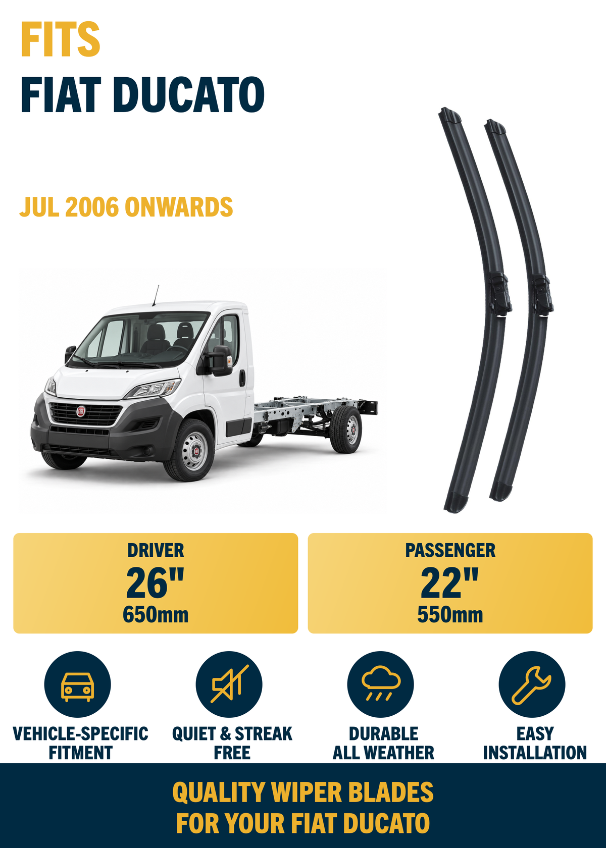 Fiat Ducato Chassis cab wiper blade overview