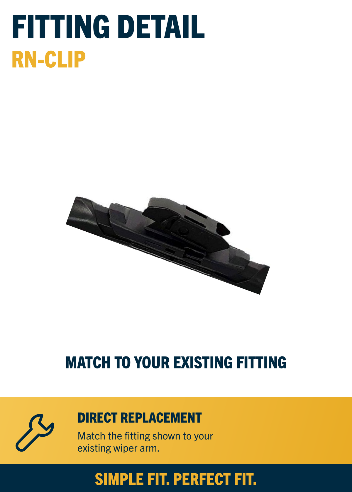 RN-CLIP front wiper fitting close-up