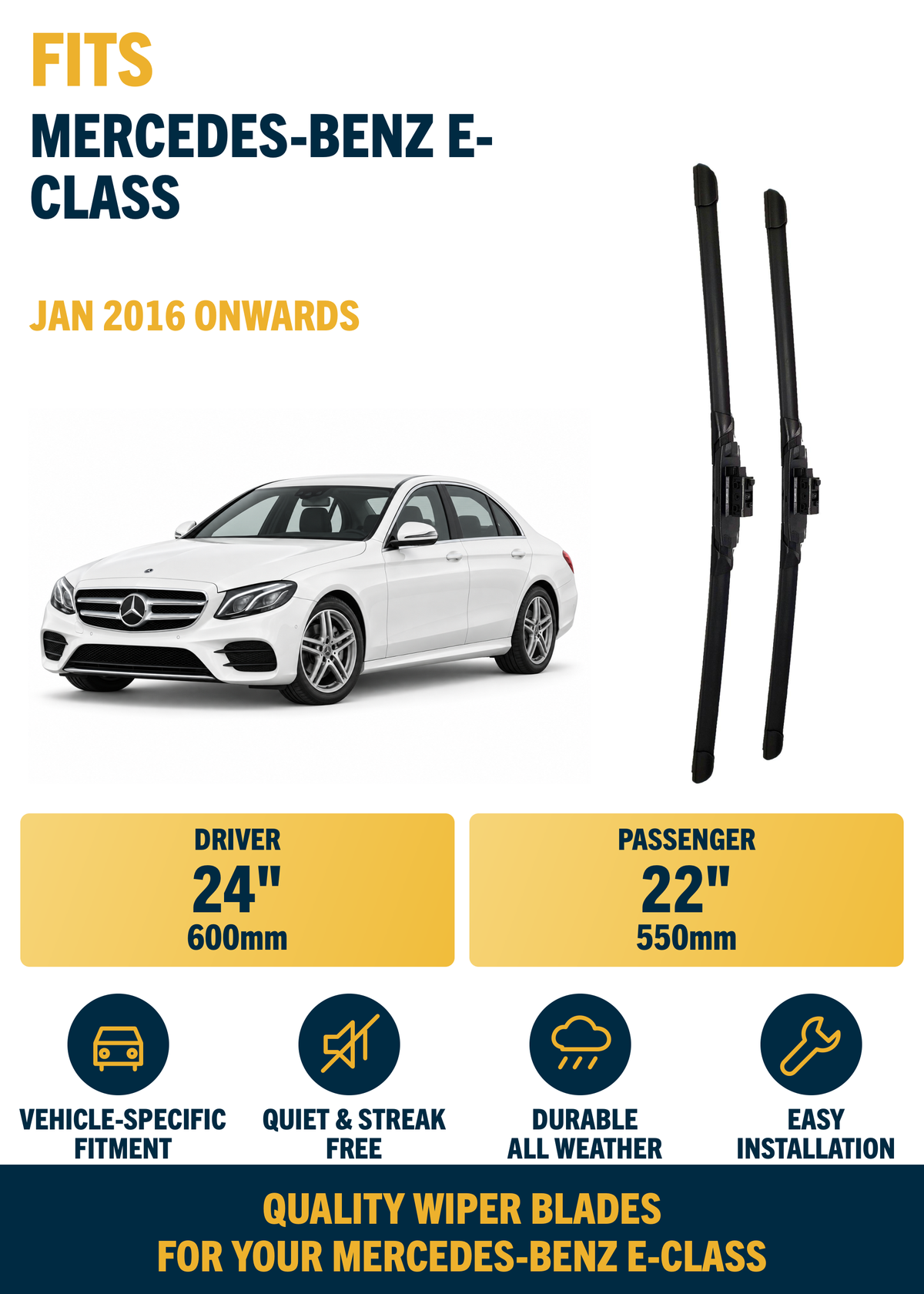 Mercedes-Benz E-Class Saloon wiper blade overview